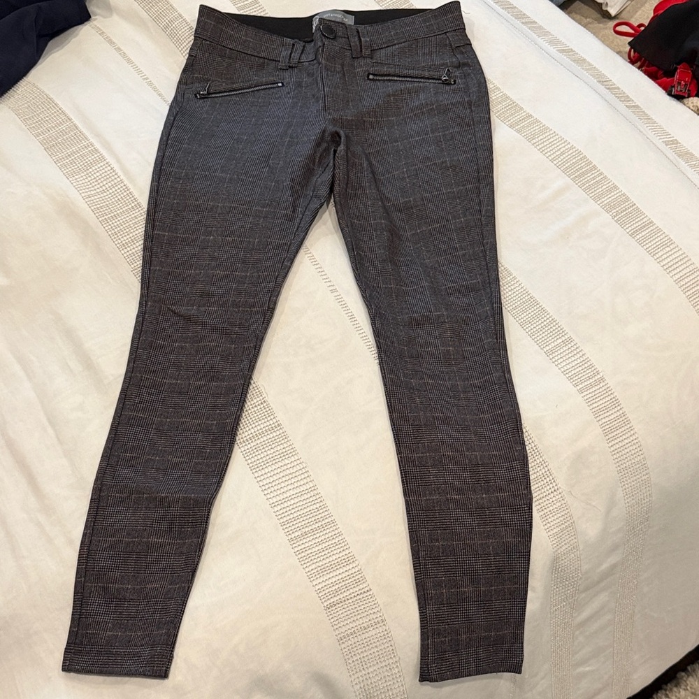Wit & Wisdom Black Plaid Trousers with Zipper Accents